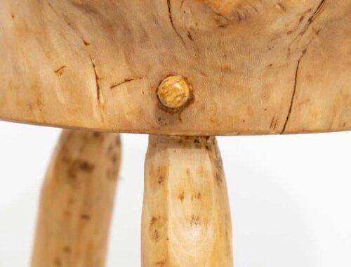 Table d'appoint et tabourets en chêne par Jean Prouvé & Pierre Janneret • 1940 • Set de 3 – Image 2
