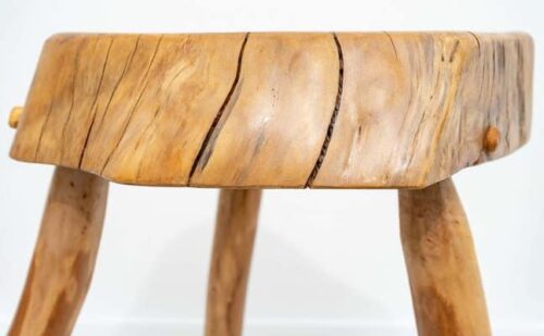 Table d'appoint et tabourets en chêne par Jean Prouvé & Pierre Janneret • 1940 • Set de 3 – Image 5