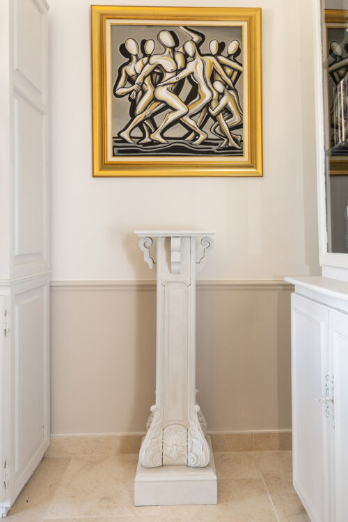 Colonne piédestal en bois sculpté – Style classique, peinture blanche – Image 4
